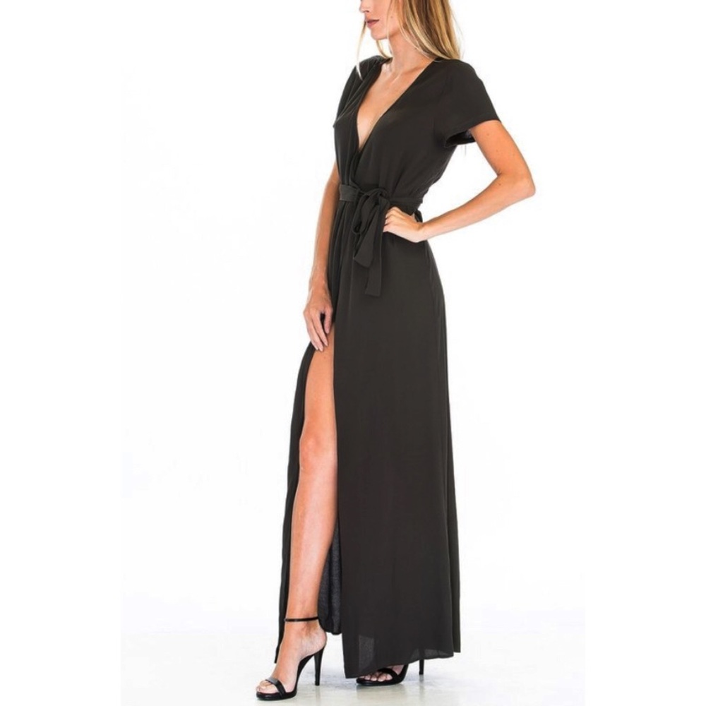 NWT Maxi Wrap Dress in Charcoal - Picture 2 of 3